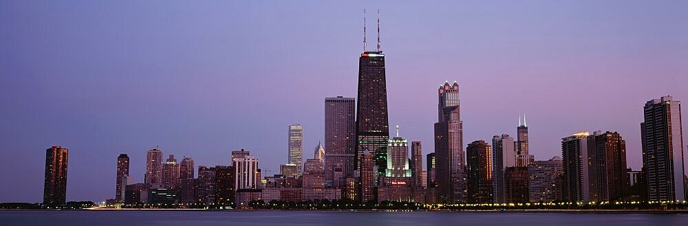 Night skyline Chicago IL USA