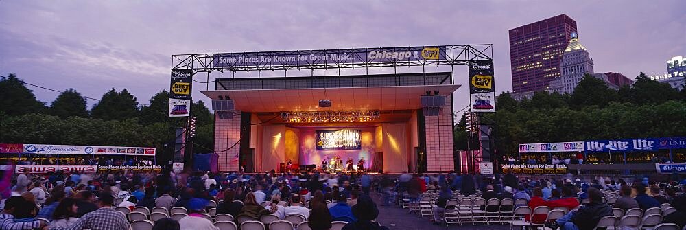 Group of people sitting at Chicago Blues Festival, Chicago, Illinois, USA