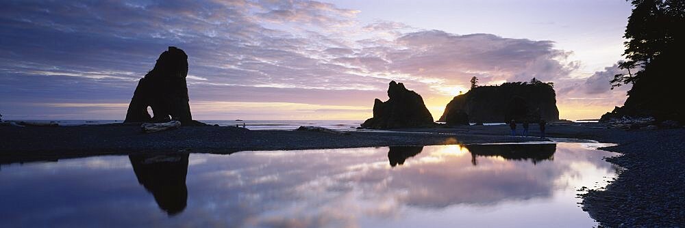 Sunset over the beach, Rialto Beach, Olympic National Park, Washington State, USA