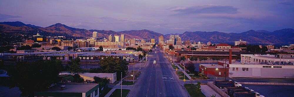 High angle view of a city, Salt Lake City, Utah, USA