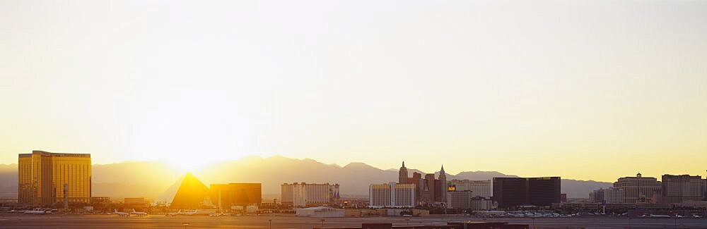 Sunrise over a city, Las Vegas, Nevada, USA