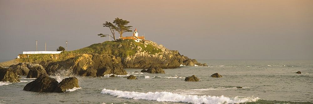 Lighthouse on an island, Crescent City, California, USA