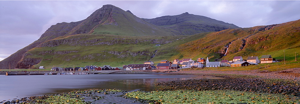 Famjin village, west coast of Suduroy Island, Faroe Islands (Faroes), Denmark, Europe