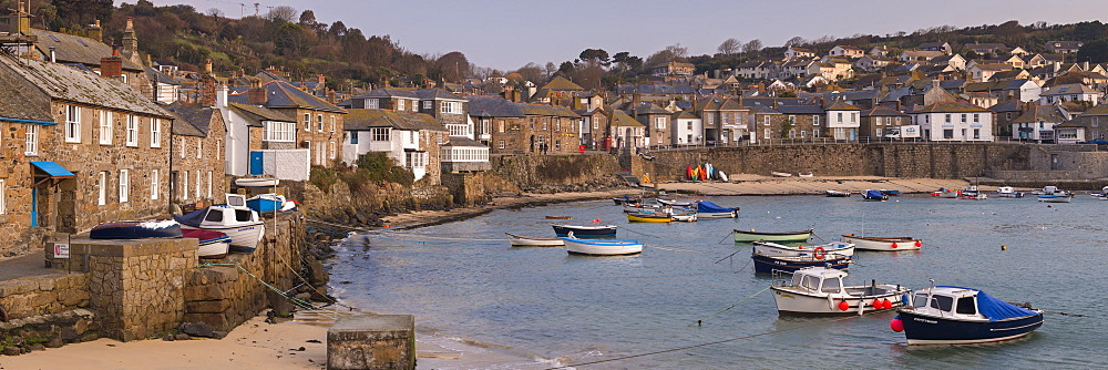 Boats in Mousehole harbour, Cornwall, England, United Kingdom, Europe