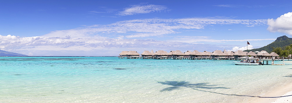 Overwater bungalows of Sofitel Hotel, Moorea, Society Islands, French Polynesia, South Pacific, Pacific