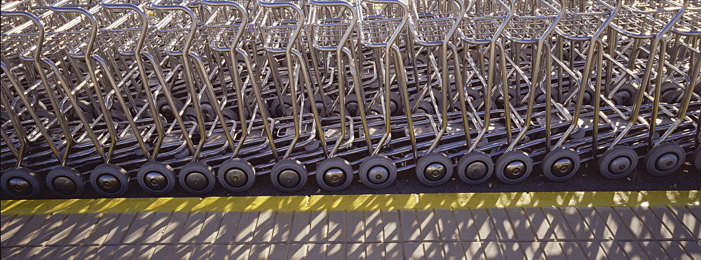 Baggage trolleys, Ibiza Airport, Spain, Europe