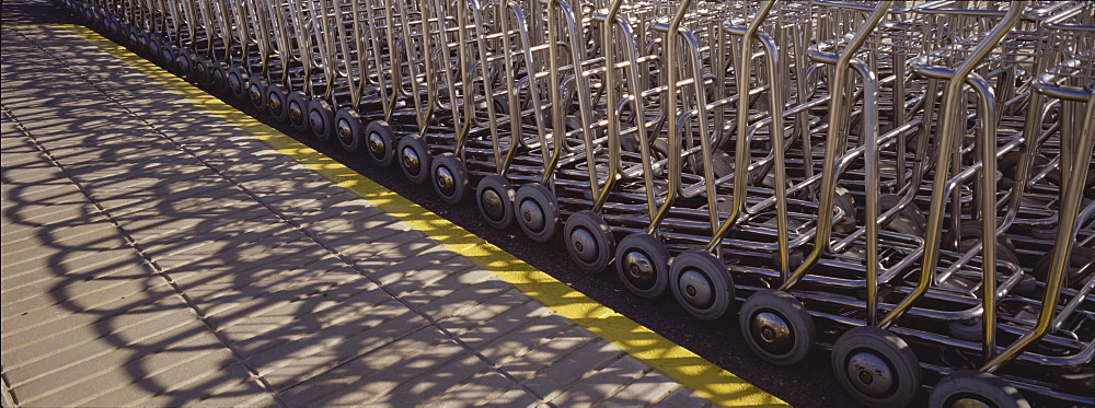 Baggage trolleys, Ibiza Airport, Spain, Europe