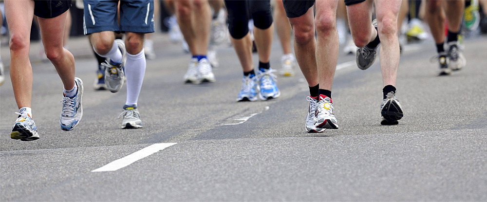 Marathon runners, running shoes