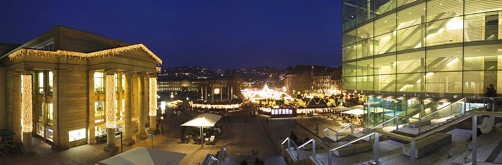 Christmas market at Schlossplatz square, Stuttgart, Baden-Wuerttemberg, Germany, Europe