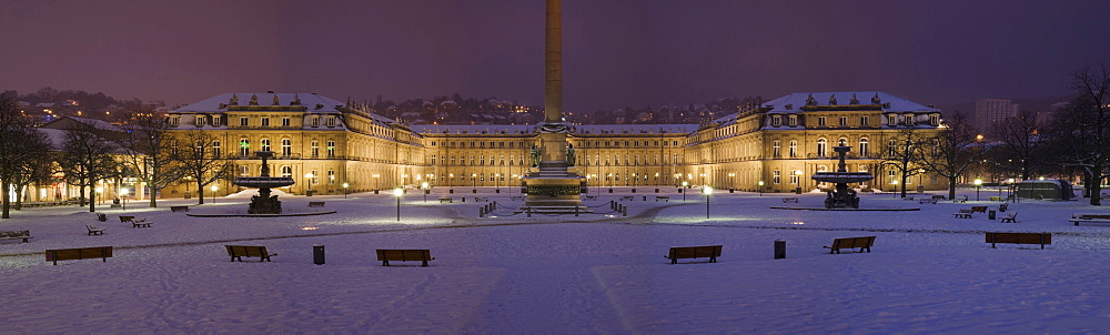 Schlossplatz square in winter, Stuttgart, Baden-Wuerttemberg, Germany, Europe