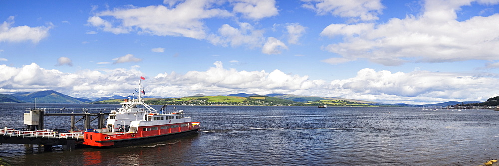 Ferry on the Firth of Clyde at the pier near Gourock, Argyll Scotland, United Kingdom, Europe