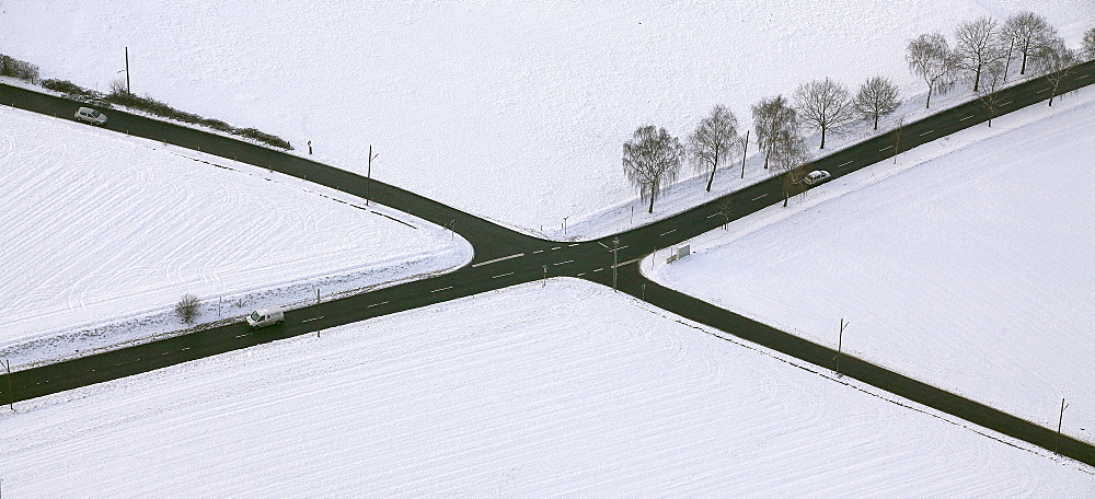 Aerial view, street intersection, Surkenstrasse, Haarstrasse, Stiepel, Bochum, Ruhrgebiet region, North Rhine-Westphalia, Germany, Europe