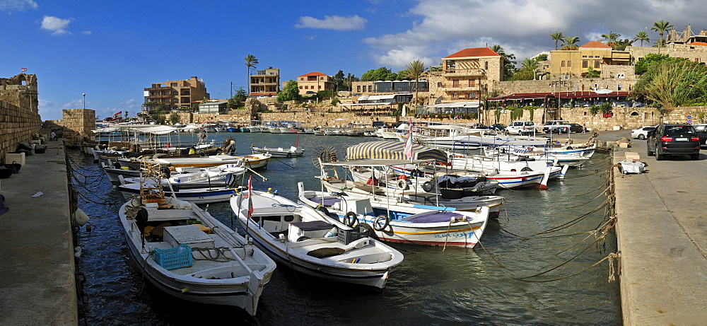 Fishing boats in the harbour of Byblos, Unesco World Heritage Site, Jbail, Lebanon, Middle East, West Asia