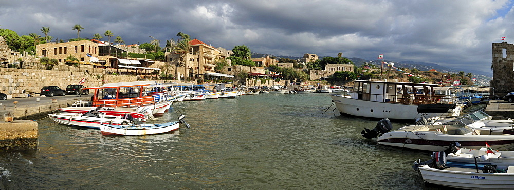 Fishing boats in the harbour of Byblos, Unesco World Heritage Site, Jbail, Jbeil, Lebanon, Middle East, West Asia