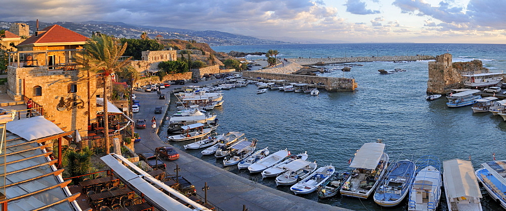 Fishing boats in the historic harbour of Byblos, Unesco World Heritage Site, Jbail, Jbeil, Lebanon, Middle East, West Asia