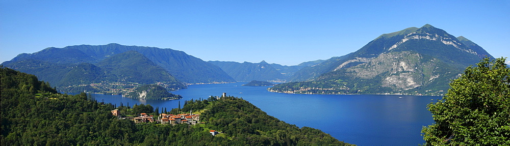 Panorama of Lake Como near Varenna, Lombardy, Italy, Europe