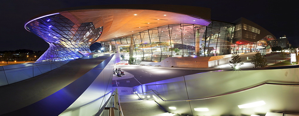 BMW Welt, a multi-functional customer experience and exhibition facility of the BMW AG, on Mittlerer Ring motorway, near the Olympiazentrum, Munich, Upper Bavaria, Bavaria, Germany, Europe