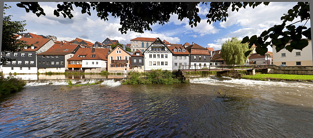 Old town with river Hasslach, Kronach, Upper Franconia, Bavaria, Germany, Europe