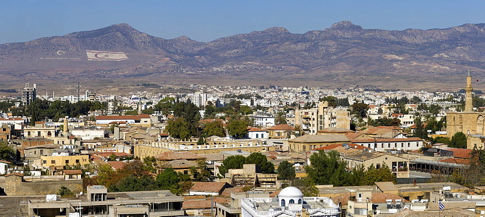 View over North Nicosia, also Lefkosa or Lefkosia, the capital of Northern Cyprus, Turkish Cyprus, South Eastern Europe, Europe