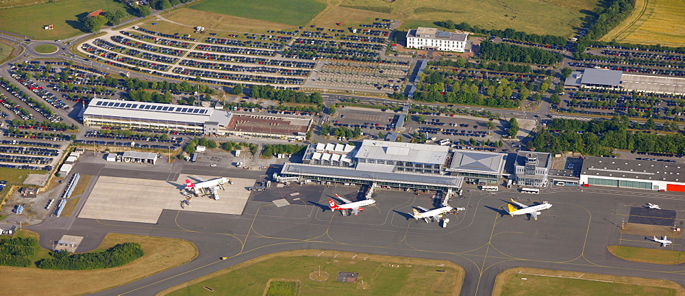 Aerial photo, airport Paderborn Lippstadt, Bueren, North Rhine-Westphalia, Germany, Europe