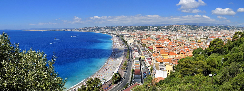 View over Baie des Anges bay and Nice, Departement Alpes-Maritimes, Region Provence-Alpes-Cote d'Azur, France, Cote d'Azur, Europe