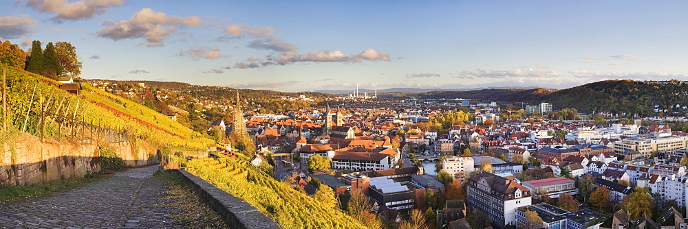 View from the ridgeway on Esslingen am Neckar, Baden-Wuerttemberg, Germany, Europe