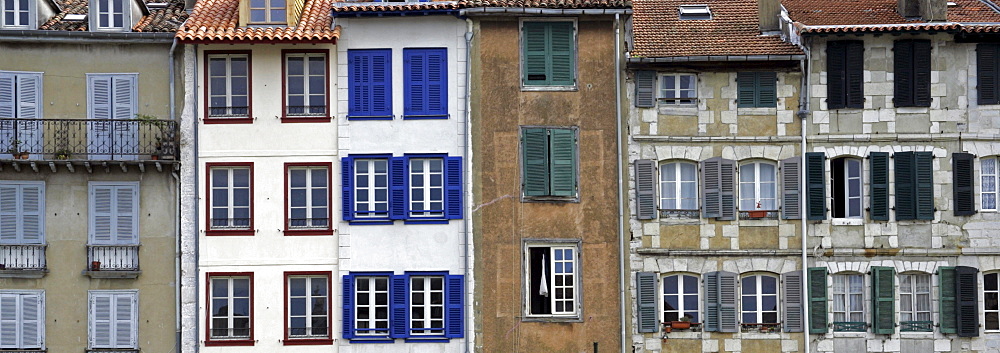 Houses with shuttered windows, Bayonne, Aquitaine, France, Europe