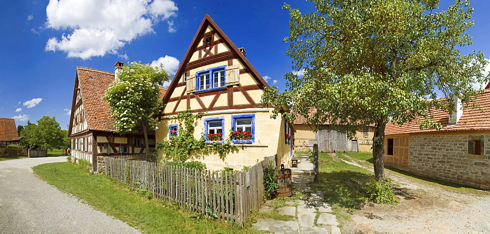 Historic half-timbered house with garden from Mainfranken, Franconian Open-air Museum of Bad Windsheim, Bavaria, Germany, Europe