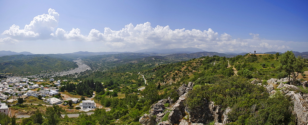 View from the castle of the Order of St John on Asklipio, Rhodes, Greece, Europe