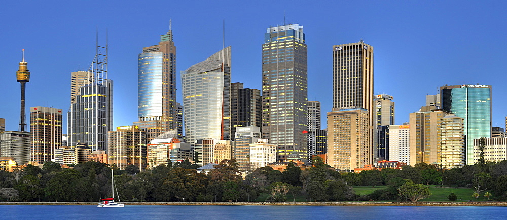 Panorama of Sydney's skyline before dawn, TV Tower, Central Business District, Sydney, New South Wales, Australia