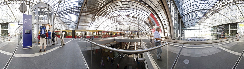 360 degree panoramic view Hauptbahnhof main train station, Berlin, Germany, Europe