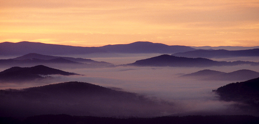 Rolling hills of the Bavarian Forest, Bavaria, Germany, Europe