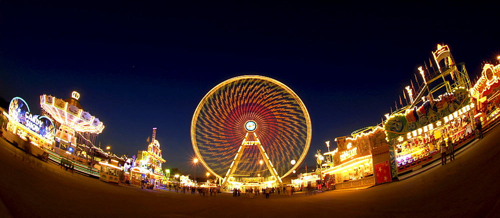 Ferris wheel at the Cannstatter Volksfest Fair, night shot, in Stuttgart, Baden-Wuerttemberg, Germany, Europe