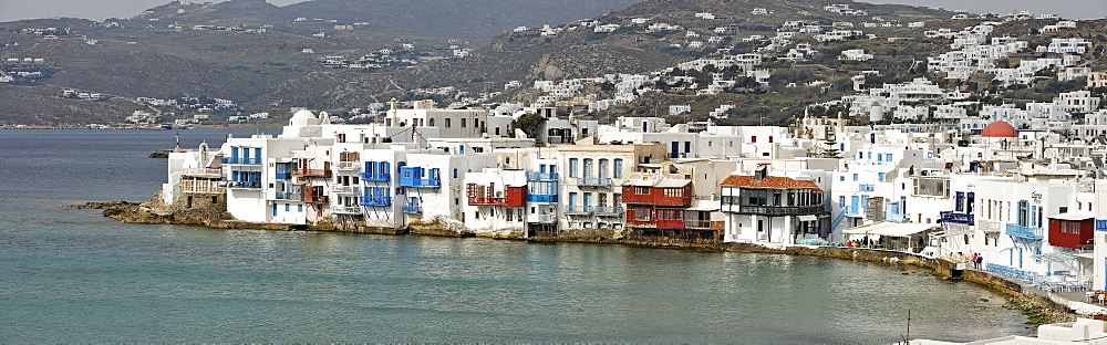 View of the old part of the town called little Venice, Myconos, Greece