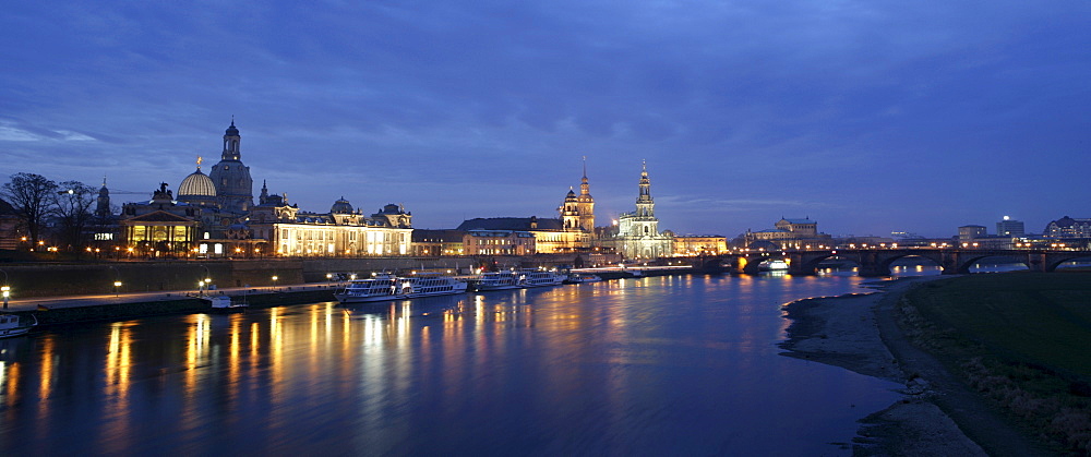 View over the baroque old part of town, Dresden, Saxony, Germany