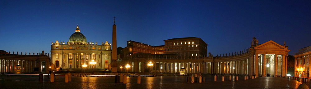 Panorama of the St. Peter's square and the St. Peter's church in Vatican City