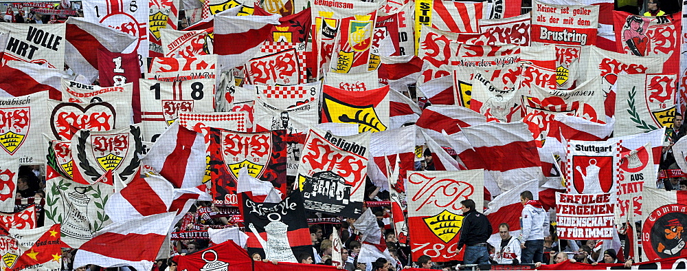 Fan curve VfB Stuttgart, Mercedes-Benz Arena, Stuttgart, Baden-Wuerttemberg, Germany, Europe