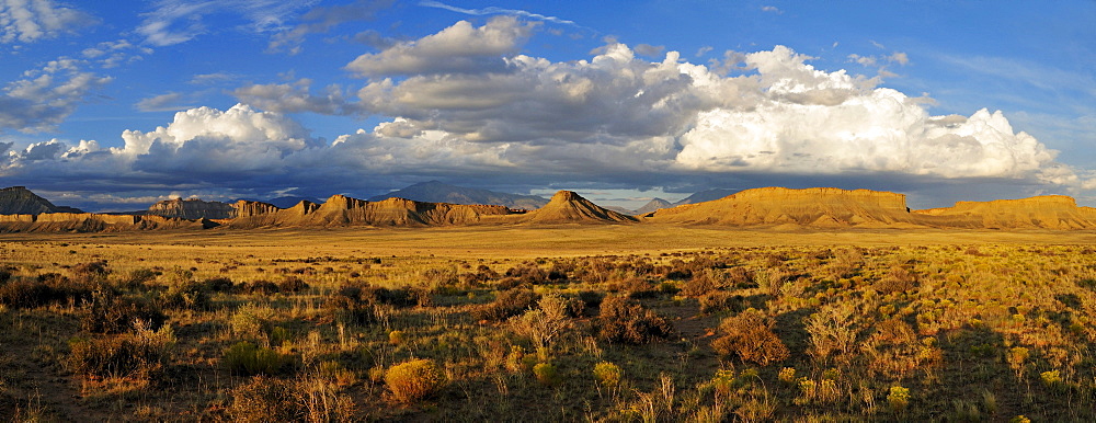 Thunderstorm clouds over Burr Trail and Henry Mountains, Capitol Reef National Park, Utah, USA, North America