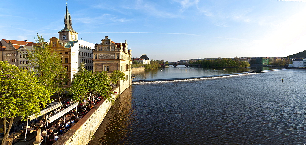 Panorama, Old Town with Smetana Museum, Vltava River, Prague, Czech Republic, Europe