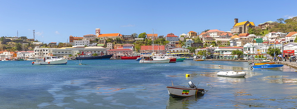 View over the Carenage and Cathedral, St. George's, Grenada, Windward Islands, West Indies, Caribbean, Central America