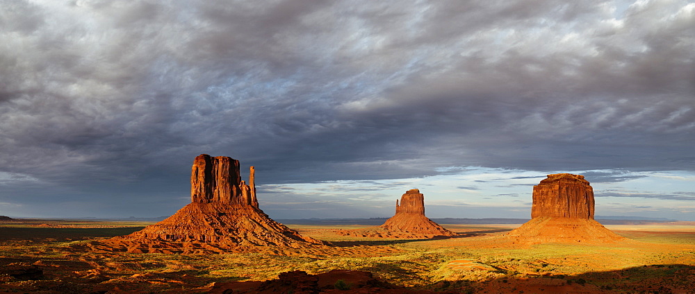 The Mittens and Merrick Butte, Monument Valley Navajo Tribal Park, Utah, United States of America, North America