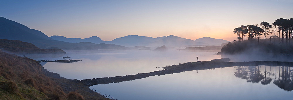 Derryclare Lough at dawn, Connemara, County Galway, Connacht, Republic of Ireland, Europe 