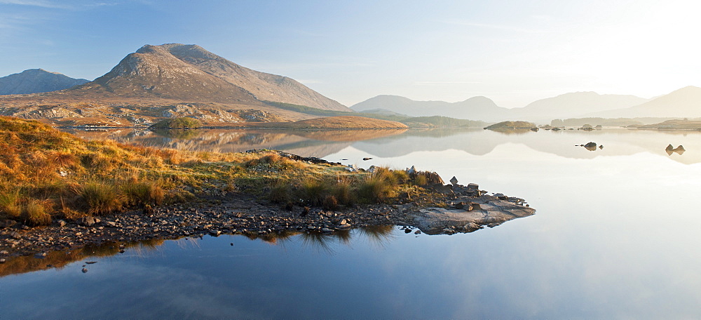 Derryclare Lough at dawn, Connemara, County Galway, Connacht, Republic of Ireland, Europe