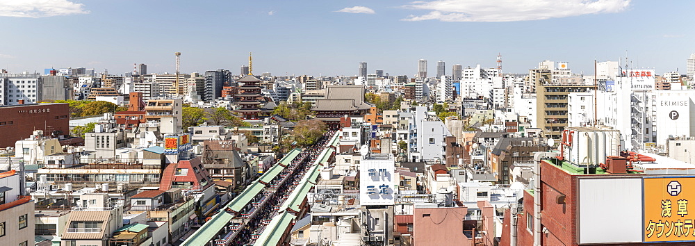 Panorama of Senso-Ji Temple in Asakusa, Tokyo, Japan, Asia