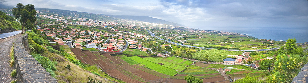 El Teide and La Orotava valley view. Santa Cruz, La Orotava (world heritage site), Tenerife Island. Canary Islands