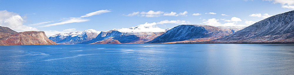 Mountains surrounding town of Pangnirtung, Cape Dyer, Baffin Island, Canada, North America