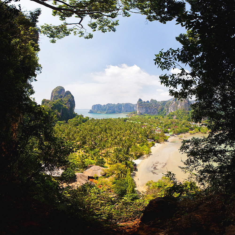 East Railay Beach and Ao Phra Nang Beach viewpoint, Railay (Rai Leh), South Thailand, Southeast Asia, Asia