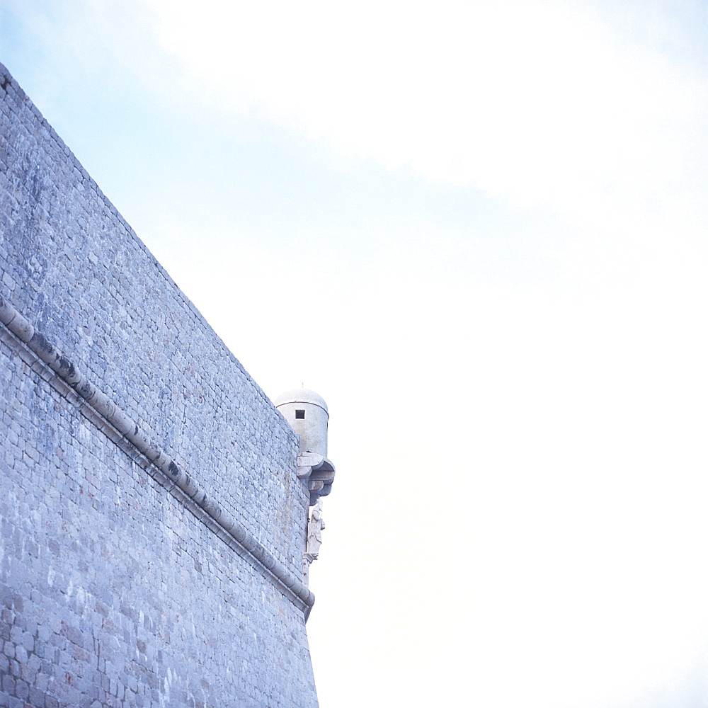 Part of the city wall with patron saint St. Blaise, Dubrovnik, Dalmatia, Croatia