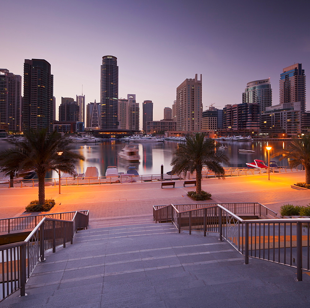 Stairs to Dubai Marina, Marina, Dubai, United Arab Emirates, Arabian Peninsula, Middle East, Asia