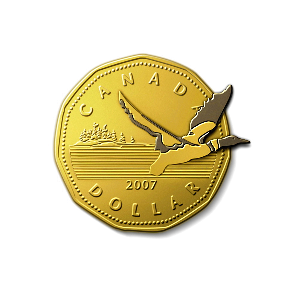 Loon Flying out of Loonie Dollar Coin